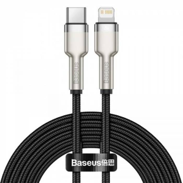 Cablu de date Baseus Cafule Metal, Fast Charging, CATLJK-B01, USB-C - Lightning, 2m, Black