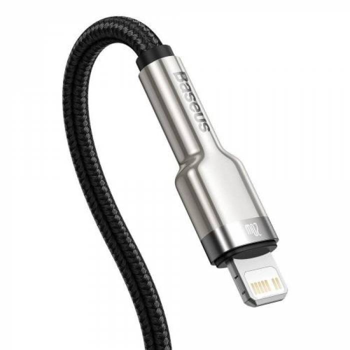 Cablu de date Baseus Cafule Metal, Fast Charging, CATLJK-B01, USB-C - Lightning, 2m, Black