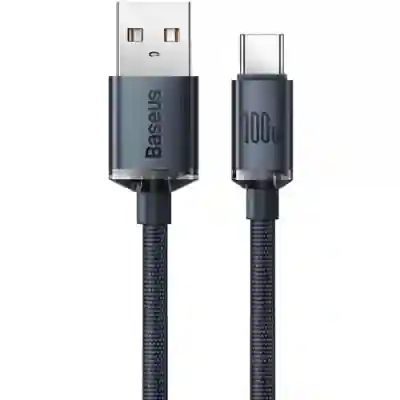 Cablu de date Baseus CAJY000501, USB - USB-C, 2m, Crystal Shine Gray