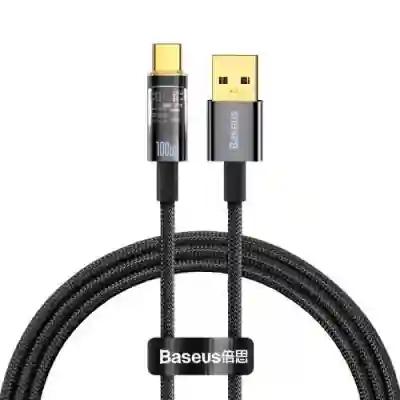 Cablu de date Baseus CATS000201, USB - USB-C, 1m, Black