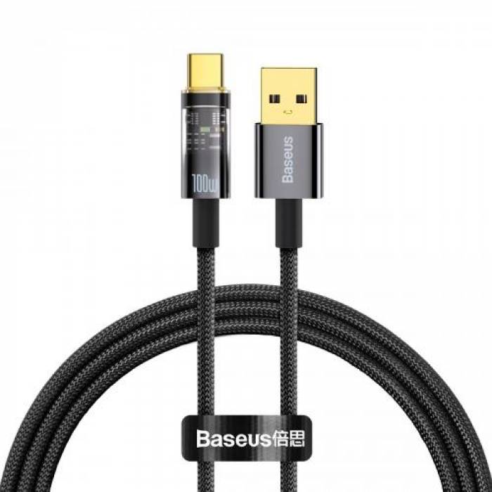 Cablu de date Baseus CATS000201, USB - USB-C, 1m, Black