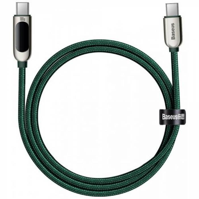 Cablu de date Baseus CATSK-B06, USB-C - USB-C, 1m, Green