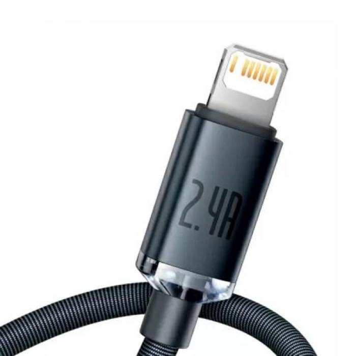 Cablu de date Baseus Crystal Shine CAJY000001 USB - Lightning, 1.2m, Black