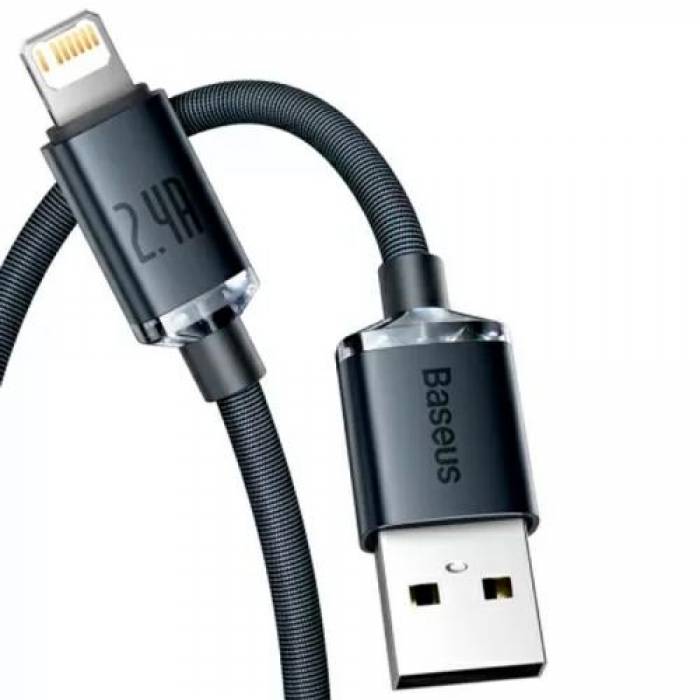 Cablu de date Baseus Crystal Shine CAJY000001 USB - Lightning, 1.2m, Black