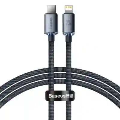 Cablu de date Baseus Crystal Shine CAJY000201 USB-C - Lightning, 1.2m, Black