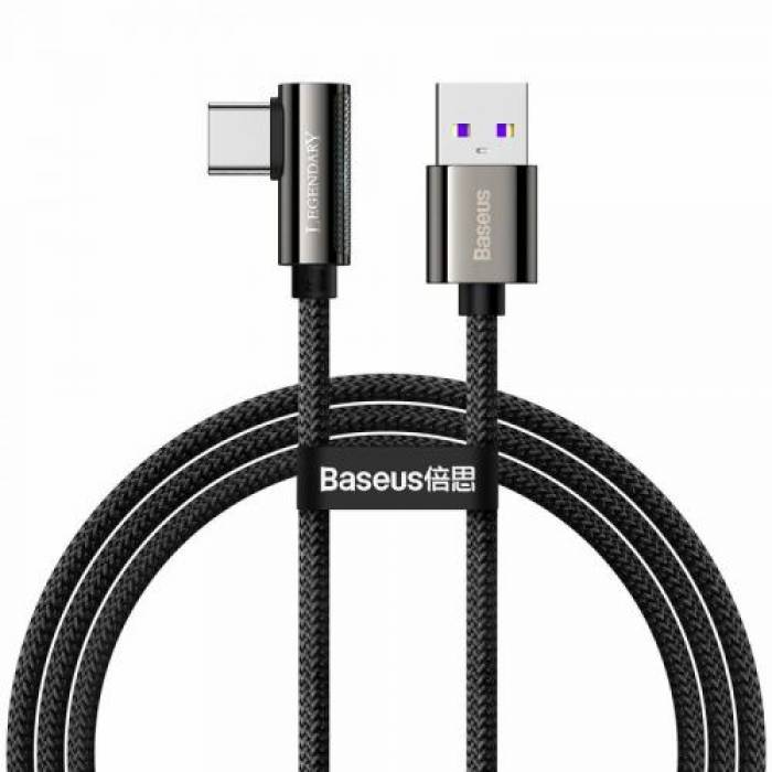 Cablu de date Baseus Legend Elbow, Fast Charging, CATCS-B01, USB - USB-C, 1m, Black