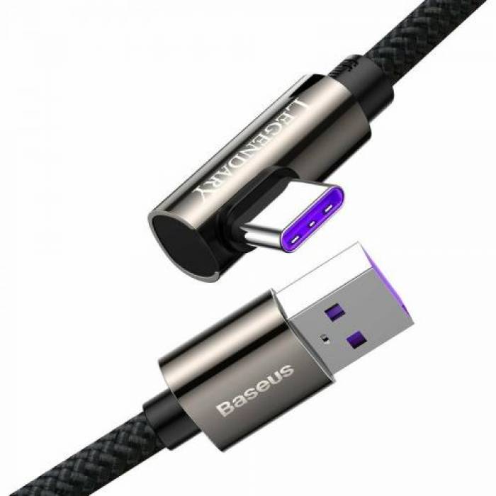 Cablu de date Baseus Legend Elbow, Fast Charging, CATCS-B01, USB - USB-C, 1m, Black