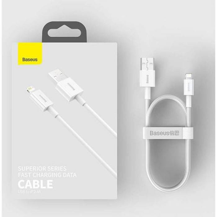 Cablu de date Baseus Superior, Fast Charging, CALYS-02, USB - Lightning, 0.25m, White