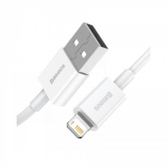 Cablu de date Baseus Superior, Fast Charging, CALYS-A02, USB - Lightning, 1m, White