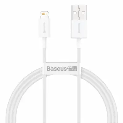 Cablu de date Baseus Superior, Fast Charging, CALYS-B02, USB - Lightning, 1.5m, White