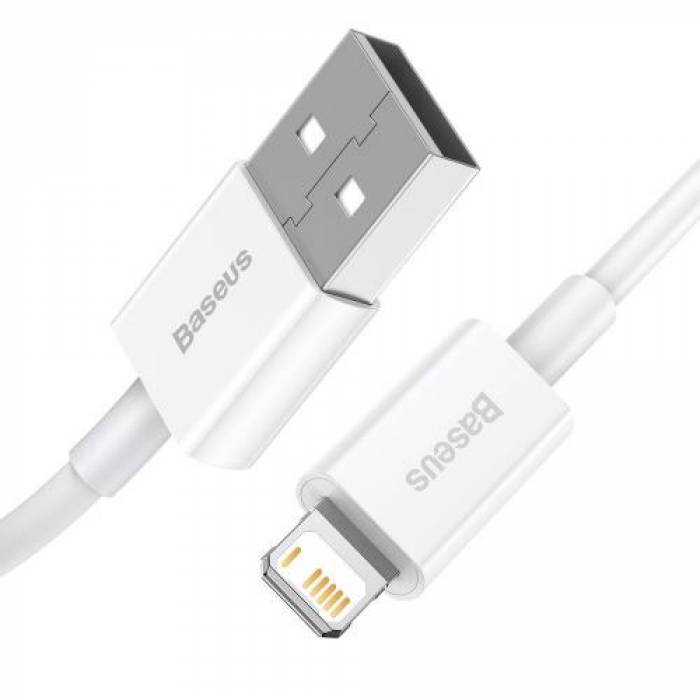 Cablu de date Baseus Superior, Fast Charging, CALYS-B02, USB - Lightning, 1.5m, White