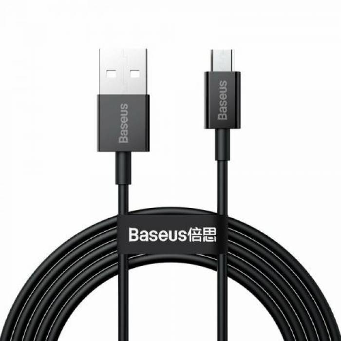 Cablu de date Baseus Superior, Fast Charging, CAMYS-A01, USB - Micro-USB, 2m, Black