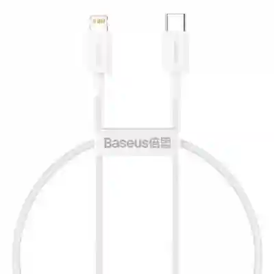 Cablu de date Baseus Superior, Fast Charging, CATLYS-02, USB-C - Lightning, 0.25m, White