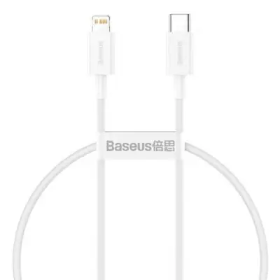 Cablu de date Baseus Superior, Fast Charging, CATLYS-02, USB-C - Lightning, 0.25m, White