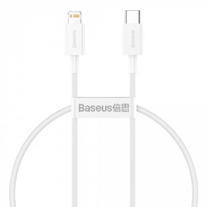 Cablu de date Baseus Superior, Fast Charging, CATLYS-02, USB-C - Lightning, 0.25m, White