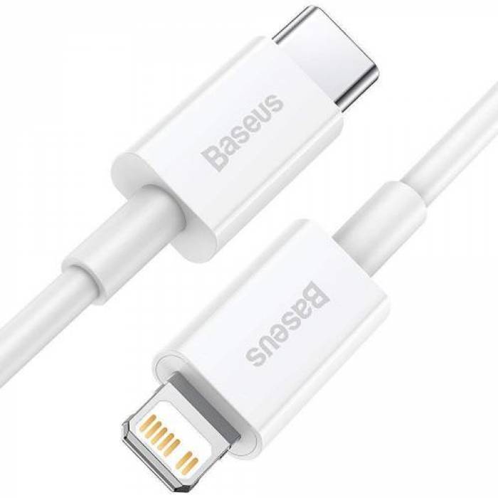 Cablu de date Baseus Superior, Fast Charging, CATLYS-02, USB-C - Lightning, 0.25m, White
