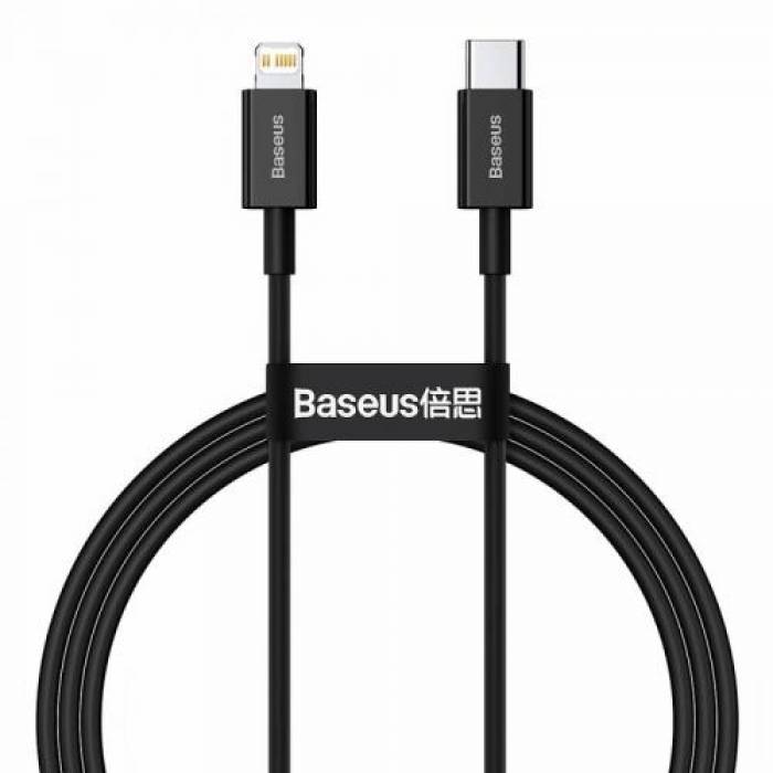 Cablu de date Baseus Superior, Fast Charging, CATLYS-A01, USB-C - Lightning, 1m, Black