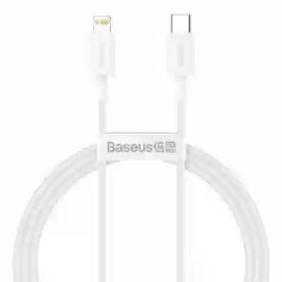 Cablu de date Baseus Superior, Fast Charging, CATLYS-A02, USB-C - Lightning, 1m, White