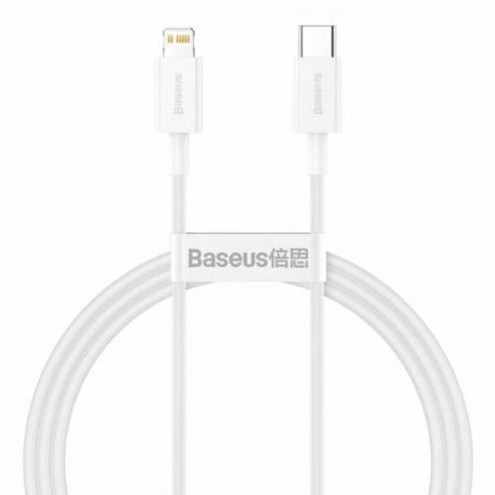 Cablu de date Baseus Superior, Fast Charging, CATLYS-A02, USB-C - Lightning, 1m, White