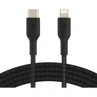 Cablu de date Belkin Boost Charge Braided, USB Tip C - Lightning, 1m, Black