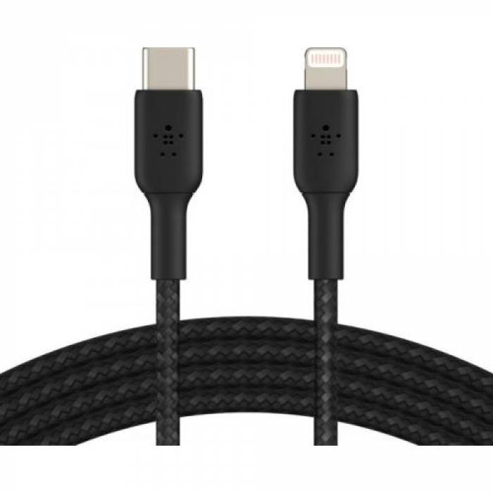 Cablu de date Belkin Boost Charge Braided, USB Tip C - Lightning, 1m, Black
