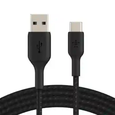 Cablu de date Belkin Boost Charge Braided, USB Tip C - USB Tip A, 1m, Black