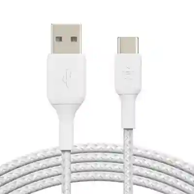Cablu de date Belkin Boost Charge Braided, USB Tip C - USB Tip A, 1m, White