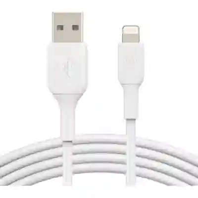 Cablu de date Belkin Boost Charge, USB Tip A - Lightning, 2m, White