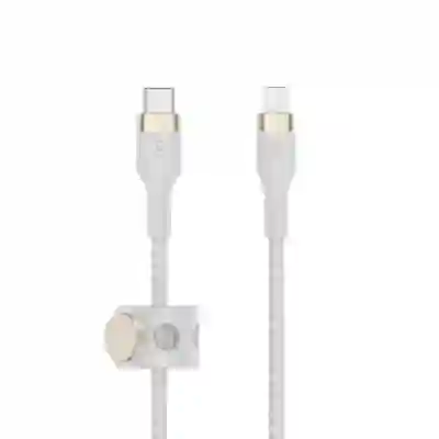 Cablu de date Belkin Pro Flex, USB-C - Lightning, 1m, White