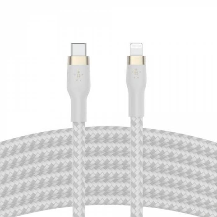 Cablu de date Belkin Pro Flex, USB-C - Lightning, 1m, White