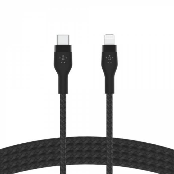 Cablu de date Belkin Pro Flex, USB-C - Lightning, 3m, Black