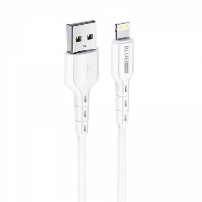 Cablu de date Blue Power BDU01 Novel, USB - Lightning, 1m, White