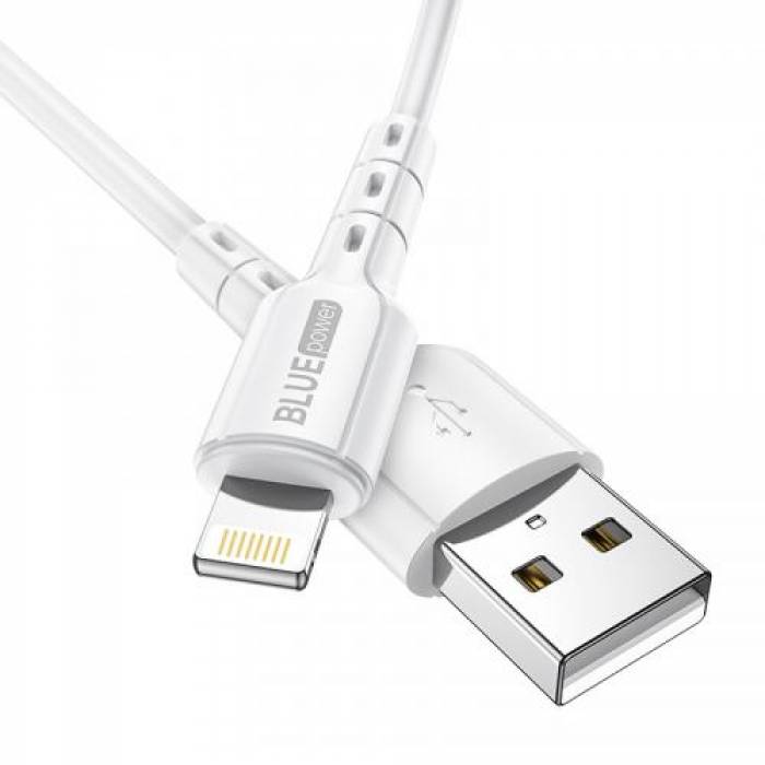 Cablu de date Blue Power BDU01 Novel, USB - Lightning, 1m, White