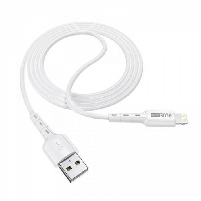 Cablu de date Blue Power BDU01 Novel, USB - Lightning, 1m, White