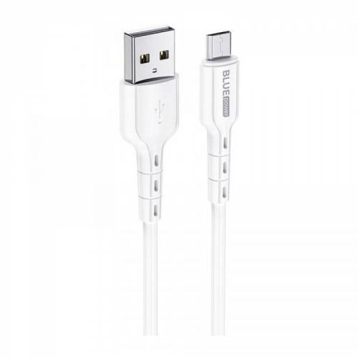 Cablu de date Blue Power BDU01 Novel, USB - microUSB, 1m, White