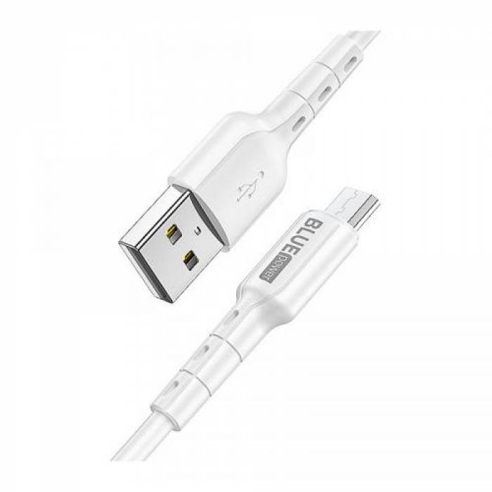 Cablu de date Blue Power BDU01 Novel, USB - microUSB, 1m, White