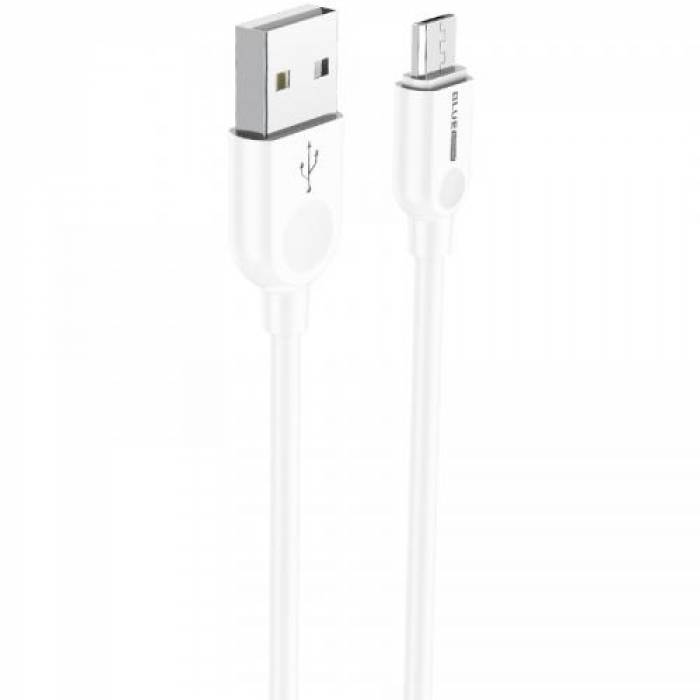 Cablu de date Blue Power BM2BX14 LinkJet, USB - microUSB, 2m, White