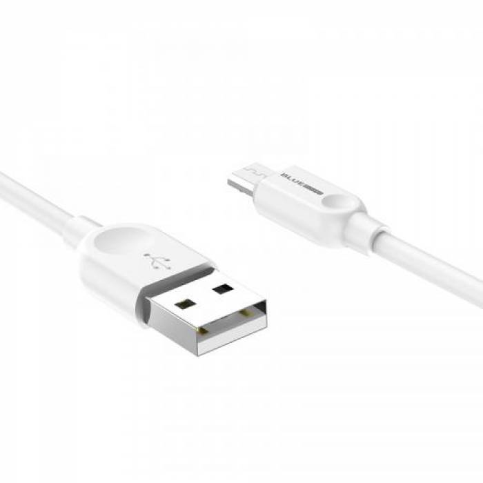 Cablu de date Blue Power BM2BX14 LinkJet, USB - microUSB, 2m, White