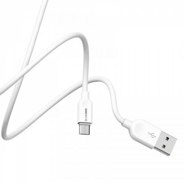 Cablu de date Blue Power BM2BX14 LinkJet, USB - microUSB, 2m, White