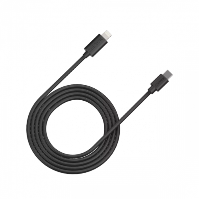 Cablu de date Canyon CNE-CFI12B, USB-C - Lightning, 2m, Black