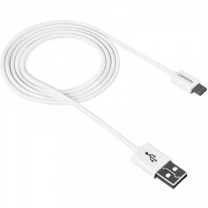 Cablu de date Canyon, USB - micro USB, 1m, White