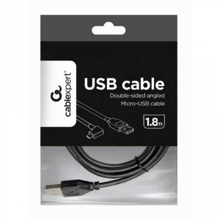 Cablu de date Gembird CC-USB2-AMMDM90-6, USB - micro USB, 1.8m, Black