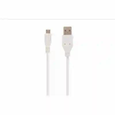 Cablu de date Gembird CCP-mUSB2-AMBM-W-1M, USB 2.0 - micro USB, 1m, White