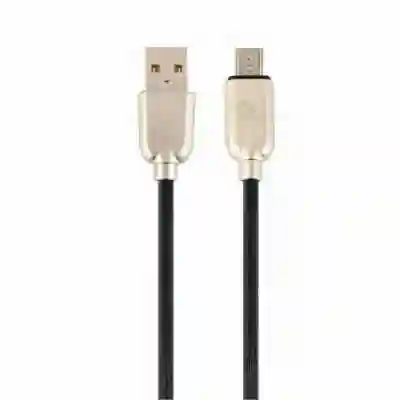 Cablu de date Gembird Premium Rubber, USB - micro USB, 1m, Black