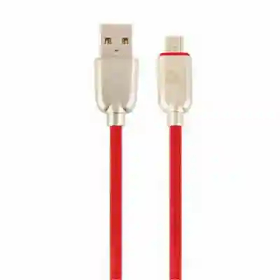 Cablu de date Gembird Premium Rubber, USB - micro USB, 1m, Red