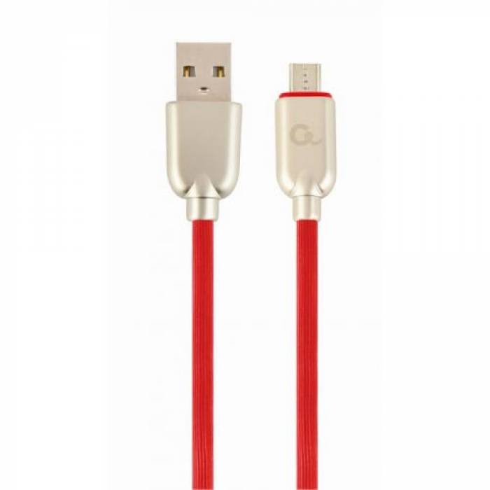 Cablu de date Gembird Premium Rubber, USB - micro USB, 1m, Red