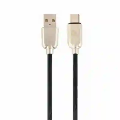 Cablu de date Gembird Premium Rubber, USB - USB-C, 2m, Black