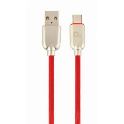 Cablu de date Gembird Premium Rubber, USB - USB-C, 2m, Red