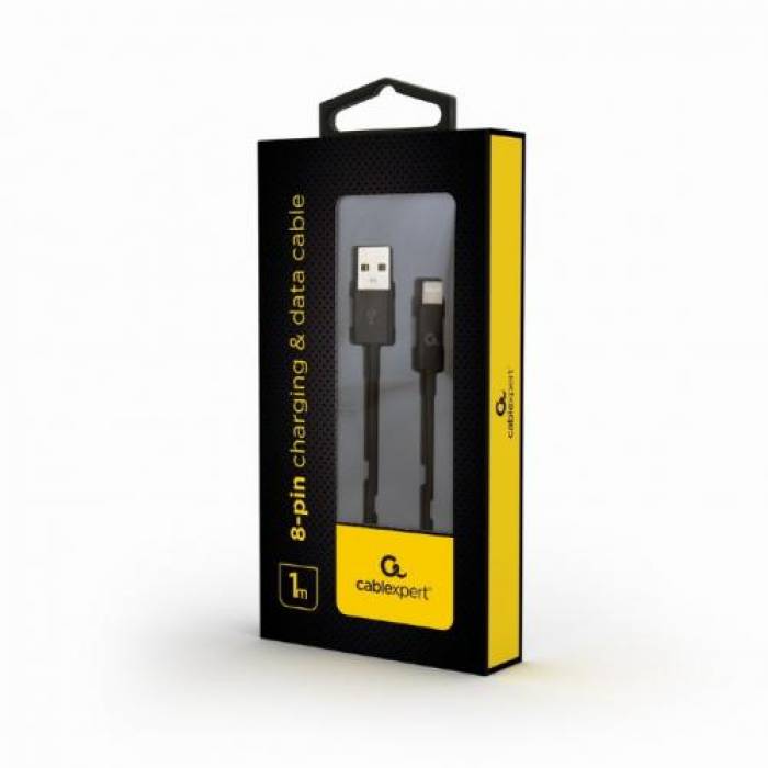 Cablu de date Gembird, USB 2.0 - Lightning, 1m, Black