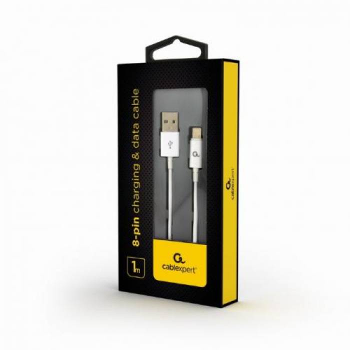 Cablu de date Gembird, USB 2.0 - Lightning, 1m, White